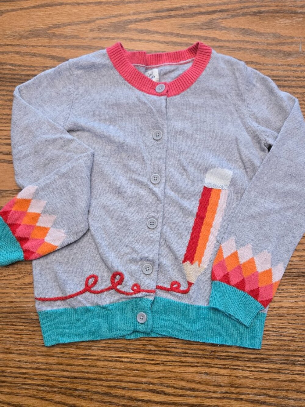 Mini Boden School Pencil Sweater / Cardigan - Size 6-7 - Girls Back to School.